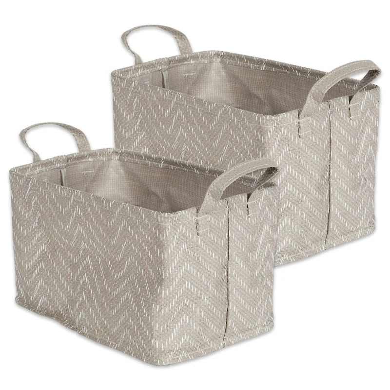 DII® Stone & Cream Tribal Chevron PE-Coated Woven Paper Laundry Bin