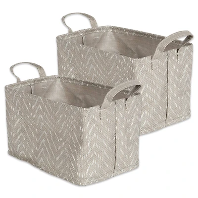 DII® Stone & Cream Tribal Chevron PE-Coated Woven Paper Laundry Bin