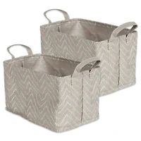 DII® Stone & Cream Tribal Chevron PE-Coated Woven Paper Laundry Bin