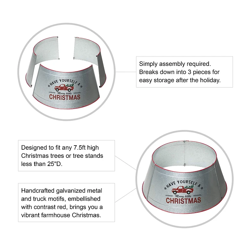 Glitzhome® Silver 26" Truck Metal Tree Collar