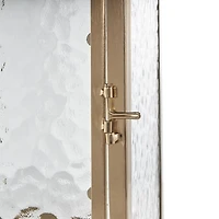 16" Gold Metal Candle Lantern with Pebbled Glass