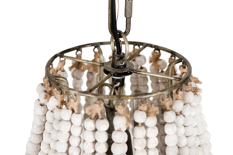 Hello Honey® 20" White Wood Bead Draped Chandelier