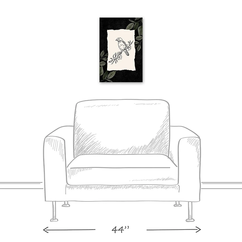 Bird On Leaf 12" x 18" Canvas Wall Art