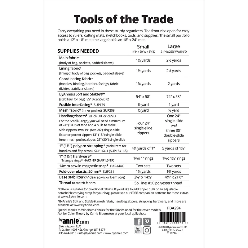 ByAnnie™ Tools of the Trade Pattern