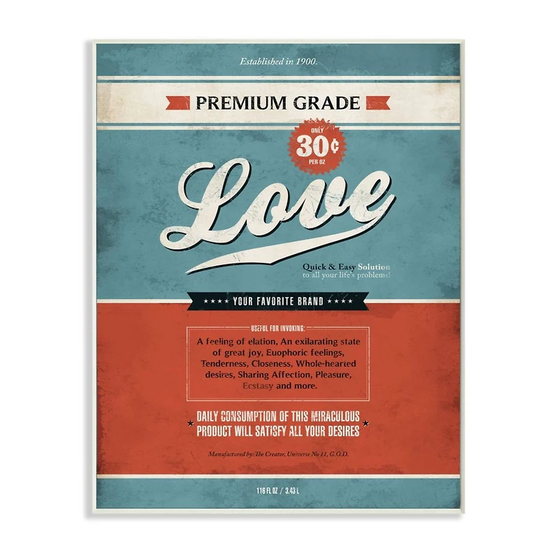 Stupell Industries Premium Grade Love Wooden Wall Plaque