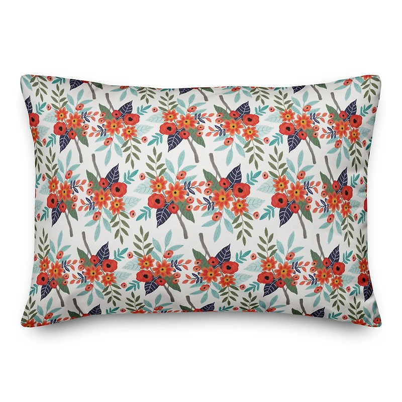 Orange Flowers Throw Pillow