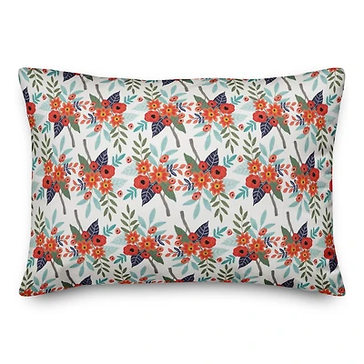Orange Flowers Throw Pillow
