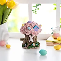 Glitzhome® 8" Easter Resin Bunny & Pink Blossoms Table Decor