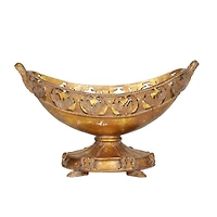 Bronze Polystone Traditional Decorative Bowl, 11" x 18" x 8"