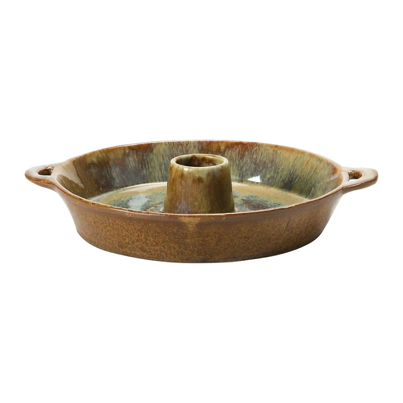 Hello Honey® 10.5" Brown Stoneware Dish with Toothpick Holder
