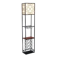 Elegant Designs™ 5ft. Black Organizer Storage Shelf and Wine Rack Floor Lamp