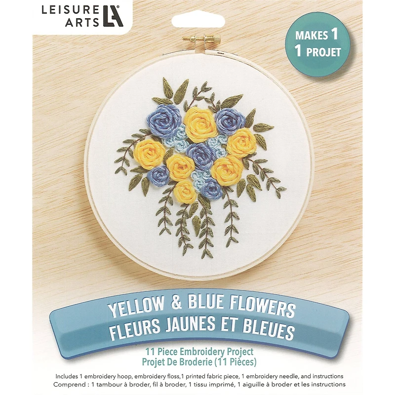 Leisure Arts® 6" Yellow & Blue Flowers Embroidery Kit