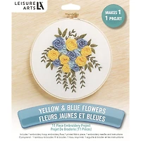 Leisure Arts® 6" Yellow & Blue Flowers Embroidery Kit