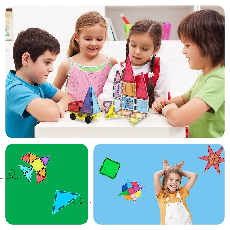 PicassoTiles 61-Piece Magnetic Tile Set with Windows & Doors