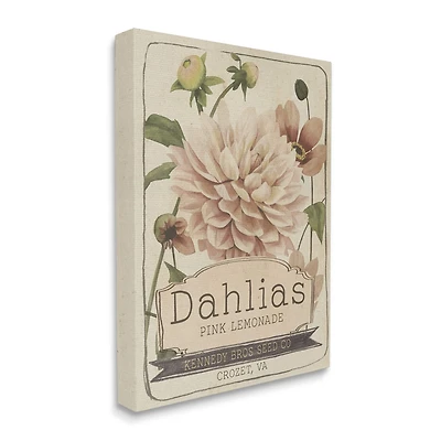 Stupell Industries Pink Lemonade Dahlias Vintage Floral Seed Packet Canvas Wall Art