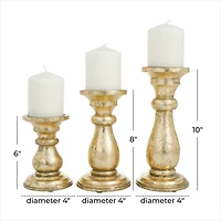 Gold Wood Traditional Candle holder 10",8",6