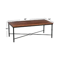 Hello Honey® Saratoga 4ft. Dark Chestnut Rustic Solid Wood & Metal Coffee Table