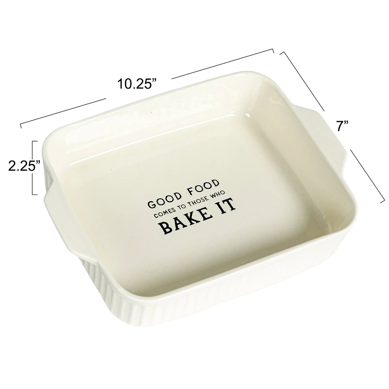 Hello Honey® 10.25" White Cooking Sentiment Stoneware Baker