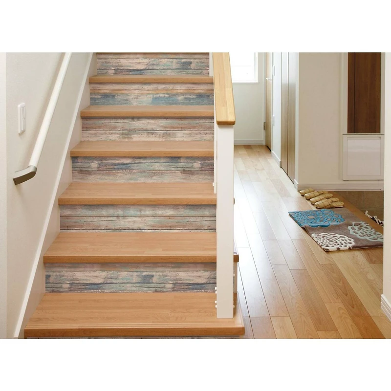 RoomMates Blue Distressed Wood Peel & Stick Wallpaper