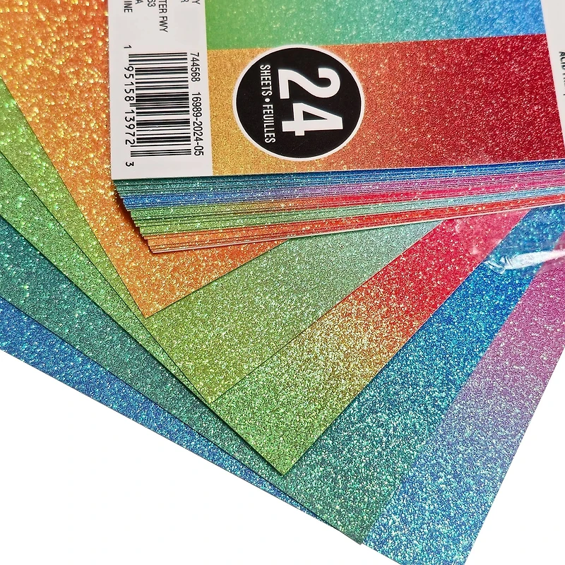 6" x 6.5" Bright Ombre Glitter Cardstock Paper Pad, 24 Sheets by Recollections™