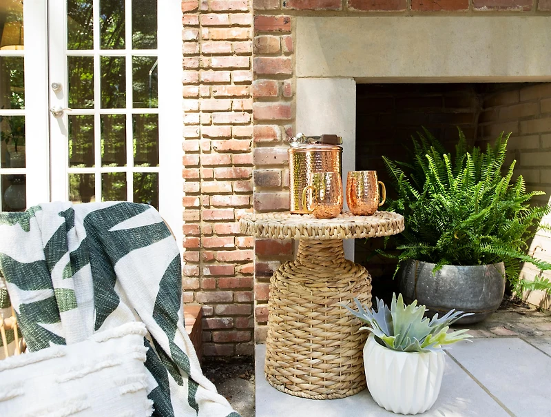 Hello Honey® 18" Natural Water Hyacinth Woven Side Table