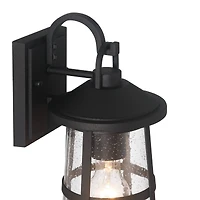 Hello Honey® Nantucket Matte Black Coastal Metal & Glass Wall Mounted Outdoor Lantern Light