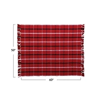 Hello Honey® Red, White & Black Plaid Brushed Flannel Throw with Fringe