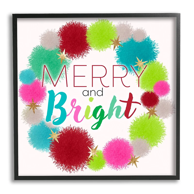 Stupell Industries Merry & Bright Fun Wreath Framed Giclee Art