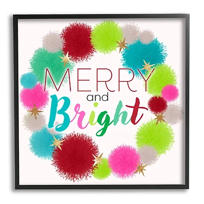 Stupell Industries Merry & Bright Fun Wreath Framed Giclee Art