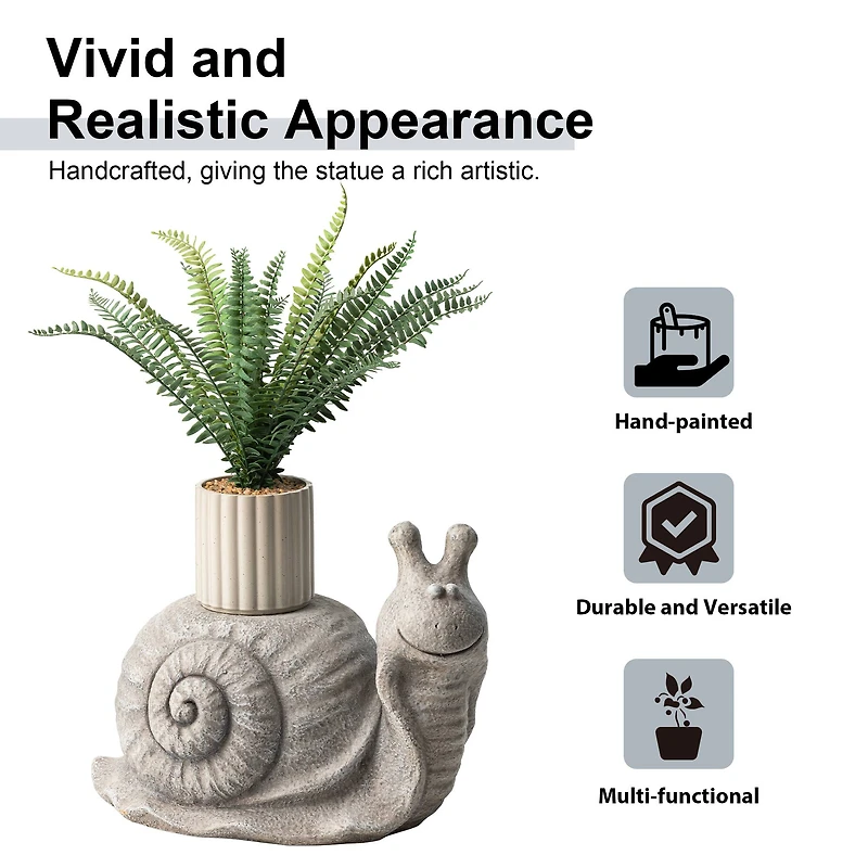 Glitzhome® 16.25" Snail Garden Statue Planter Stand