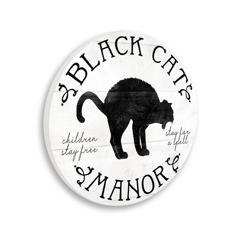 Stupell Industries Black Cat Manor Sign Wall Plaque Art