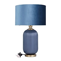 Blue Velvet Transitional Table Lamp, 26" x 16" x 16"