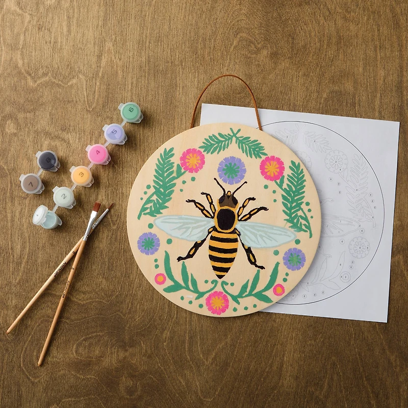 Bee Paint-by-Number Round Plywood Surface Kit by Artist's Loft®