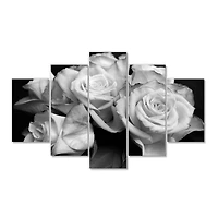 Designart Black & White Floral Bunch Of Roses Large Art Canvas Print