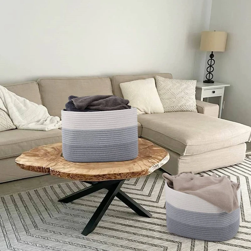 NEX™ Gray & White Cotton Rope Storage Baskets, 3ct.