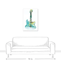 Blue And Yellow Guitar 24" x 36" Canvas Wall Art