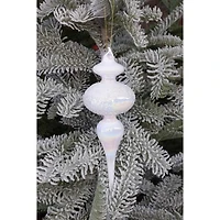 Wizardi 8.7" Iridescent White Spire Christmas Glass Ornament