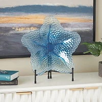 19.5" Blue Ombre Glass Starfish Charger with Metal Stand
