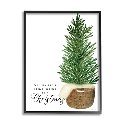 Stupell Industries All Hearts Home For Christmas Phrase Framed Giclee Art