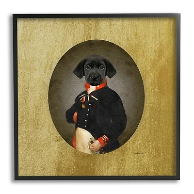 Stupell Industries Funny Black Dog Wearing Suit Framed Giclee Art