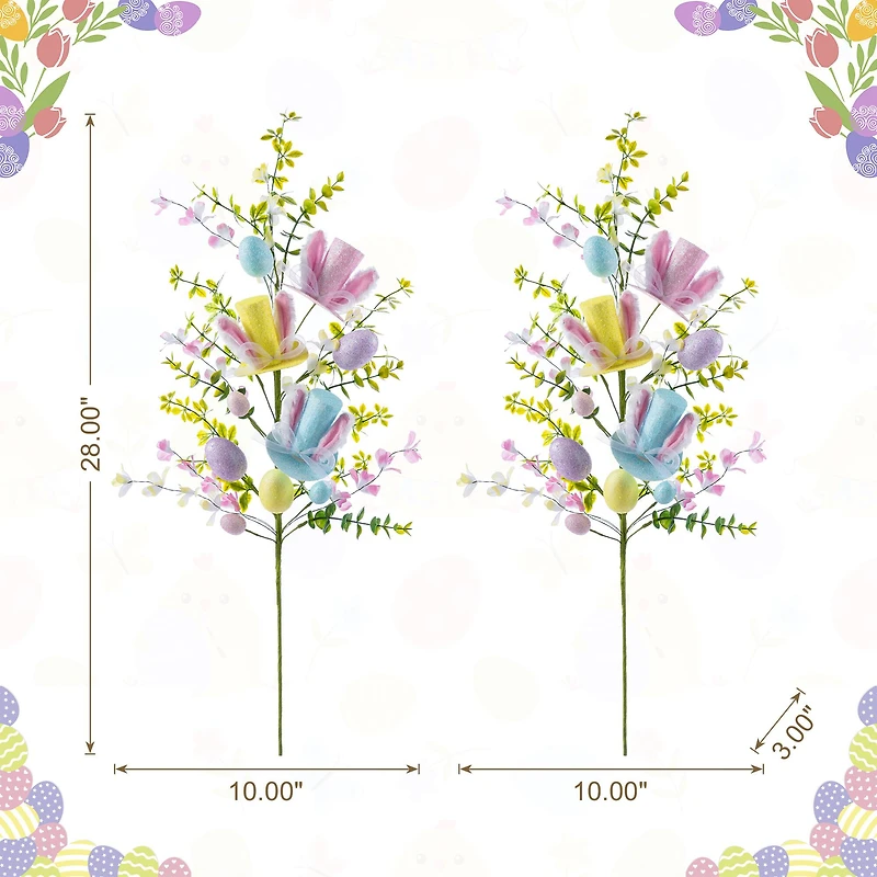 Glitzhome® 28" Easter Glitter Egg & Top Hat Picks Set