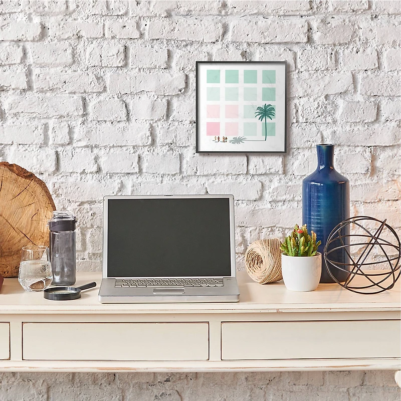 Stupell Industries Tropical Palms and Beach Goers Geometric Pattern, 12" x 12"