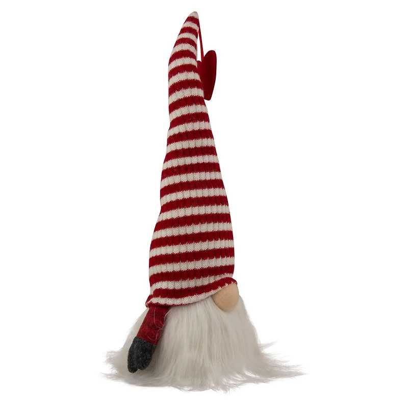 13.5" Lighted Red & White Striped Hat Valentine's Day Gnome