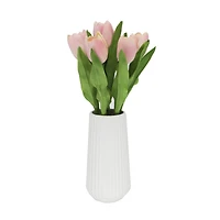 Flora Bunda® 8" Real-Touch Tulips In Ceramic Vase