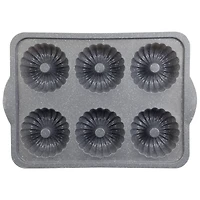 6-Cavity Metal Reinforced Silicone Mini Fluted Cake Pan by Celebrate It®