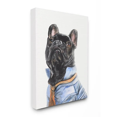 Stupell Industries French Bulldog Fashion Dog Pet Animal Watercolor Painting Canvas Wall Art