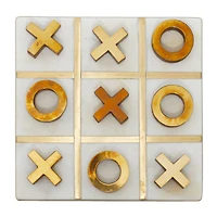 White & Gold Marble Tic-Tac-Toe Game Set