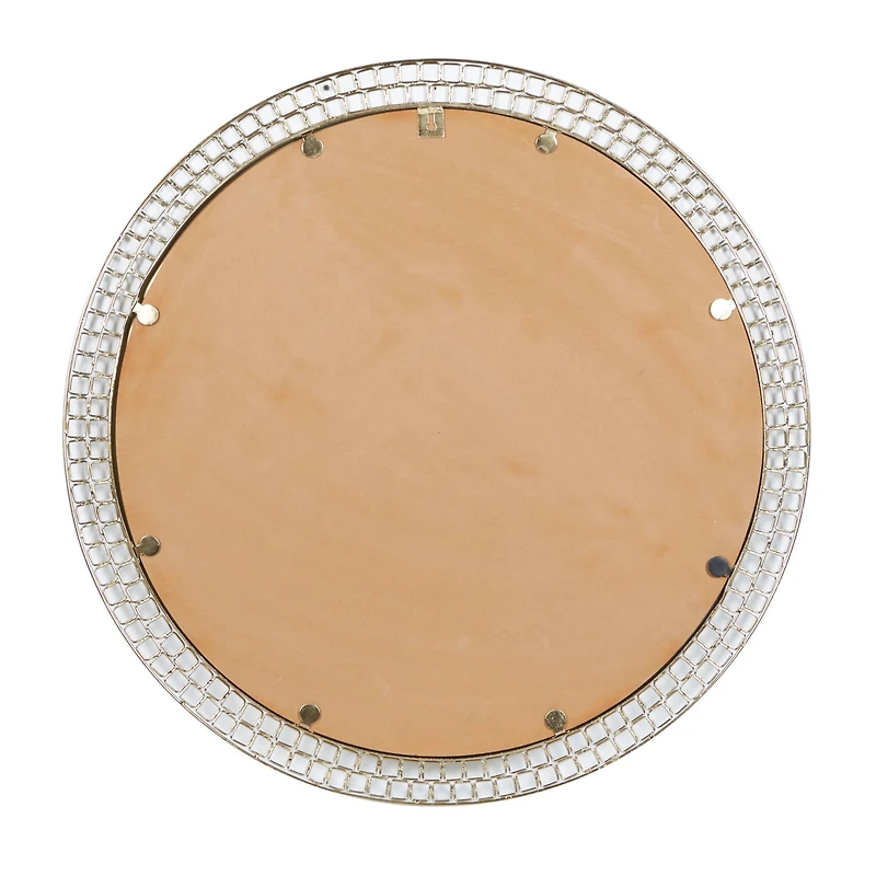 37" Gold Metal Contemporary Round Wall Mirror