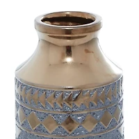 Gold Porcelain Contemporary Vase 16" x 7" x 7"