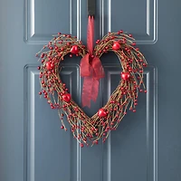 Glitzhome® 17" Valentine's Berry Heart Wreath